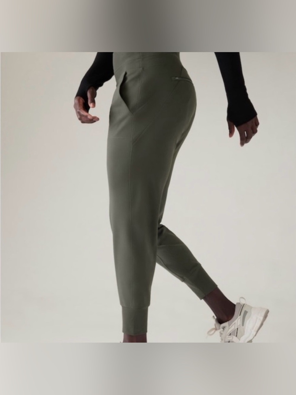 Athleta Women’s High Waist Venice Joggers in Gray Large Petite Zipper Pockets - Picture 3 of 16